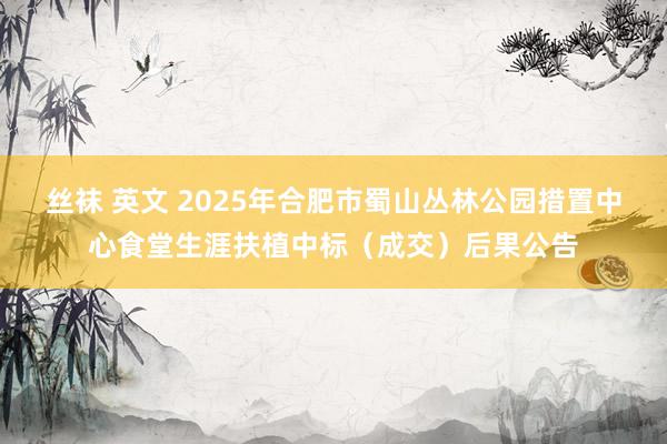 丝袜 英文 2025年合肥市蜀山丛林公园措置中心食堂生涯扶植中标（成交）后果公告