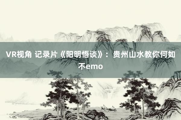 VR视角 记录片《阳明悟谈》：贵州山水教你何如不emo