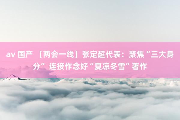av 国产 【两会一线】张定超代表：聚焦“三大身分” 连接作念好“夏凉冬雪”著作