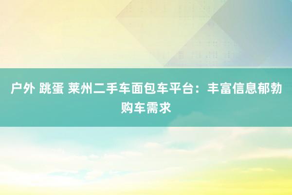 户外 跳蛋 莱州二手车面包车平台：丰富信息郁勃购车需求