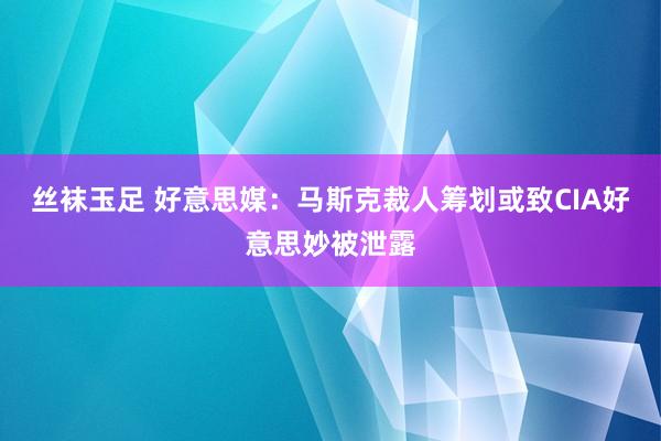 丝袜玉足 好意思媒：马斯克裁人筹划或致CIA好意思妙被泄露
